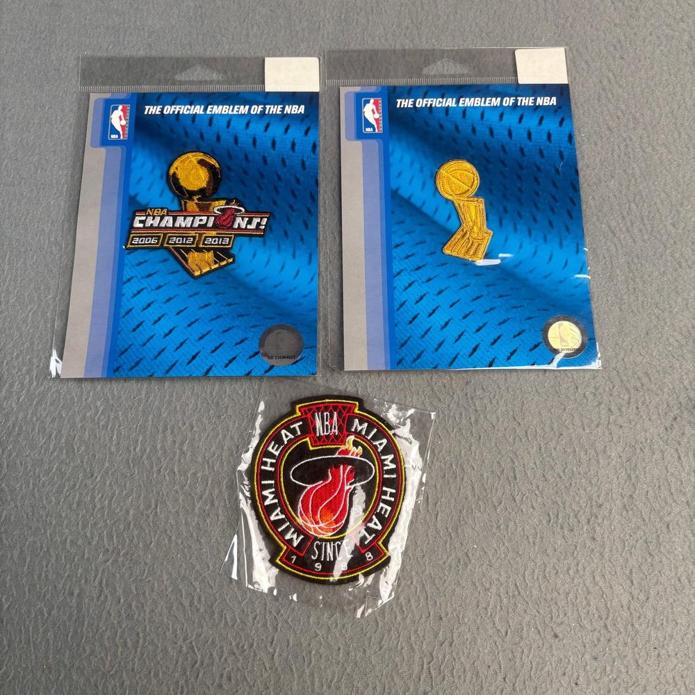 NBA Miami Heat Patch Set 3pc 2006 2012 2013 Champions Trophy & Logo Emblems